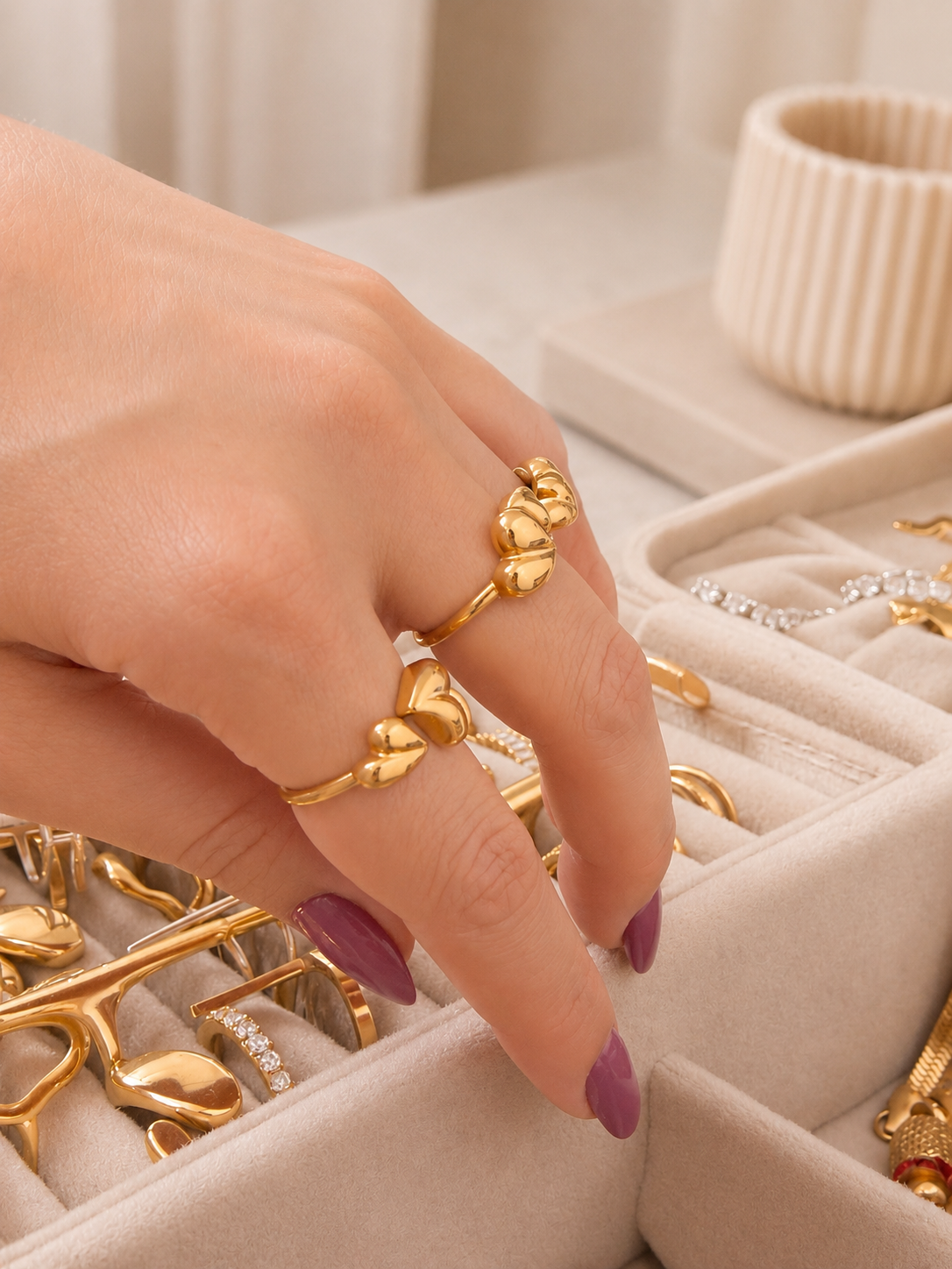 Double Heart Ring-دبل هارت