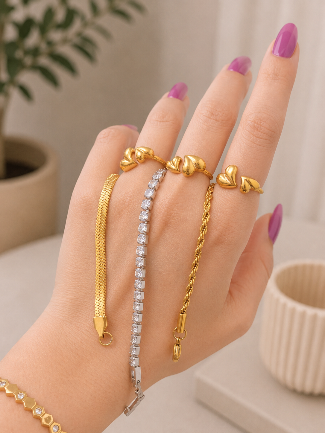 Double Heart Ring-دبل هارت