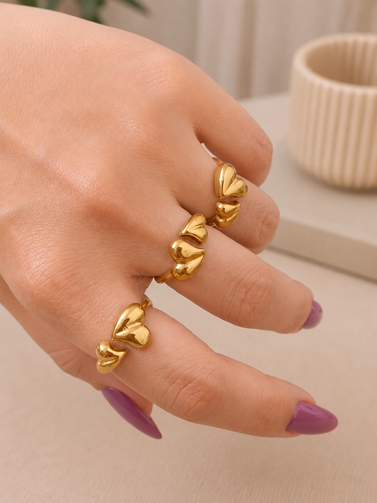 Double Heart Ring-دبل هارت
