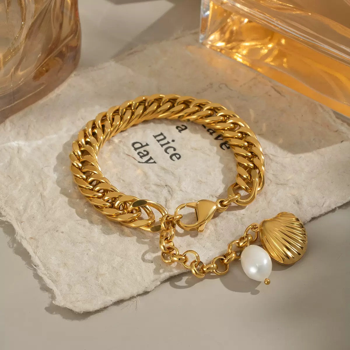 سواركربشيل-Curb Shell Bracelet