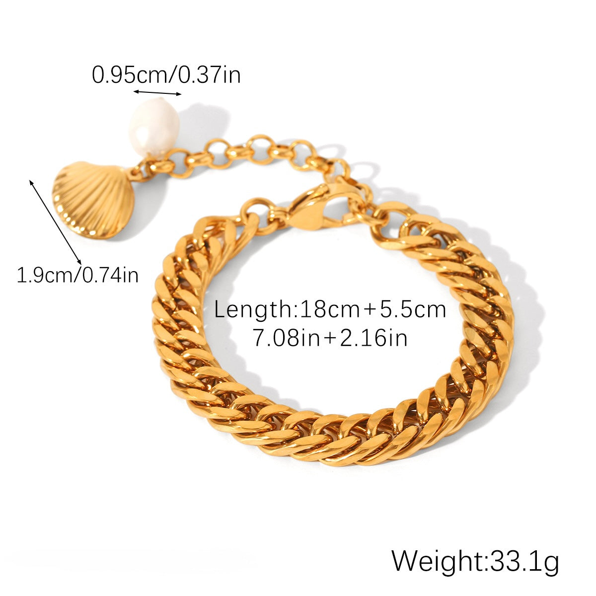 سواركربشيل-Curb Shell Bracelet
