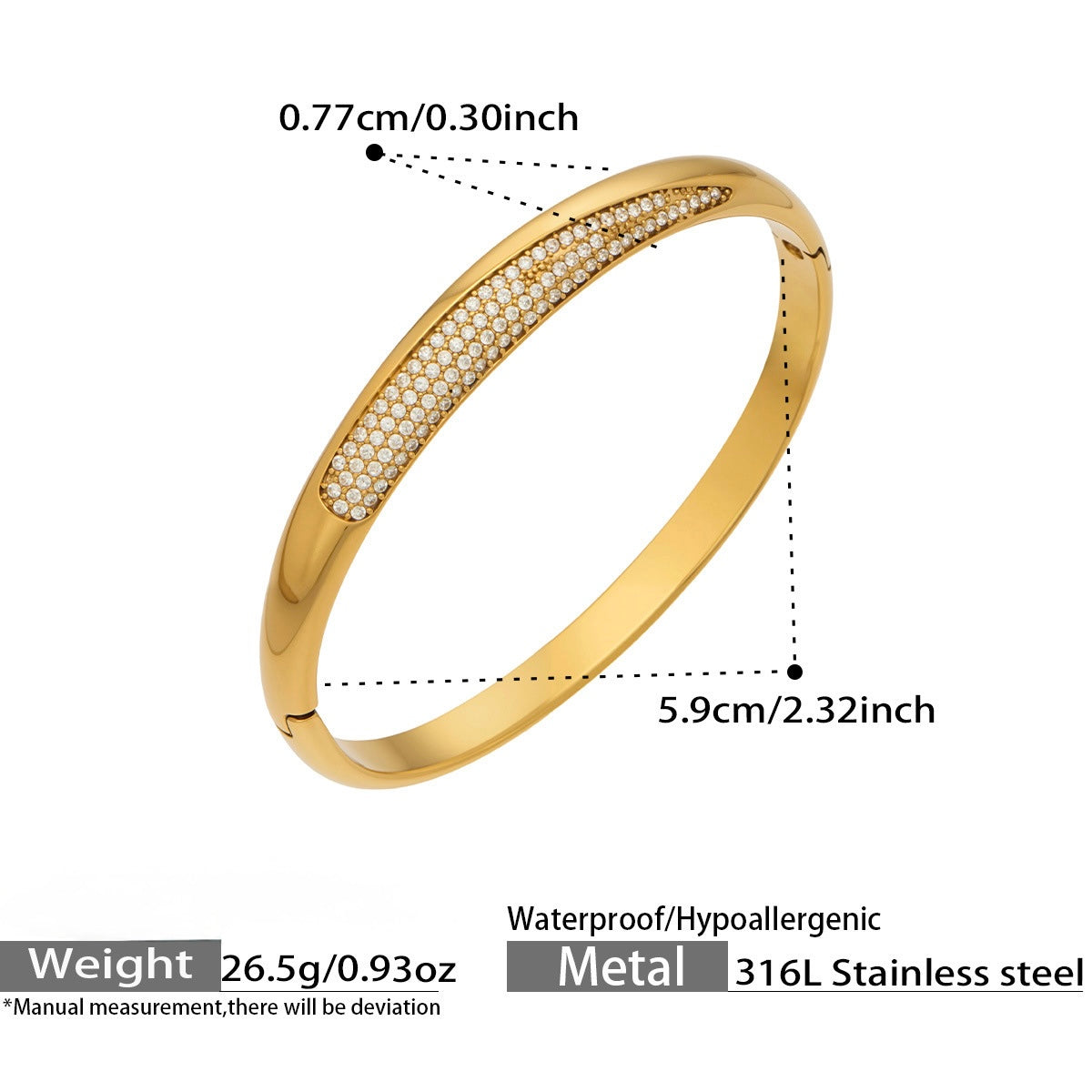 Gold Pavé Bangle- اسوارة جولدبيف